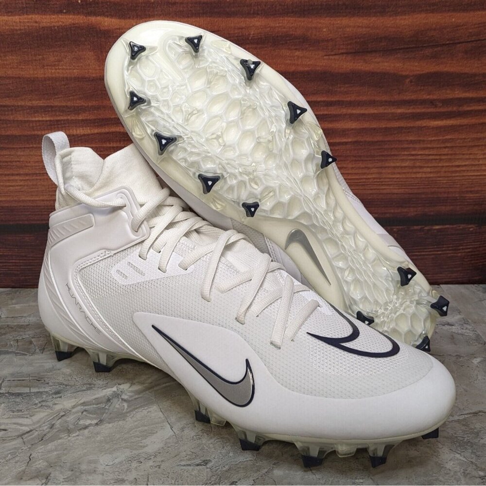 Nike Alpha Huarache 8 Elite Lax Men's 11.5 White Navy Lacrosse shoes CW4447-101